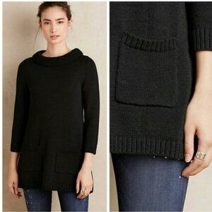 Anthropologie Field Flower Ribbed Trim Tunic Sweater